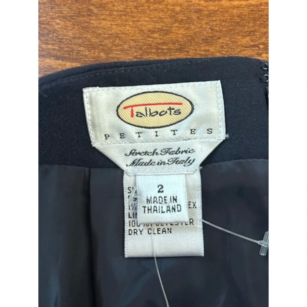 Talbots Petites Navy Blue Wool Blend Pencil Skirt Italian‎ Fabric 2 PETITE NWT